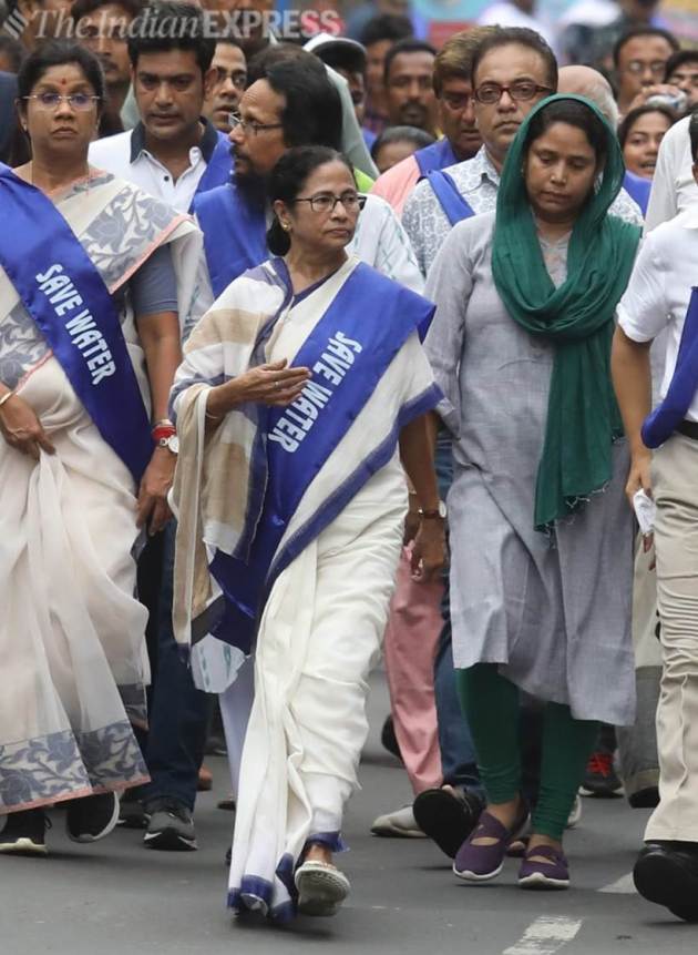 Mamata Banerjee, Mamata Banerjee rally, save water day, save water-save life rally, Mamata Banerjee padayatra, water conservation, water crisis, Kolkata, Indian Express news