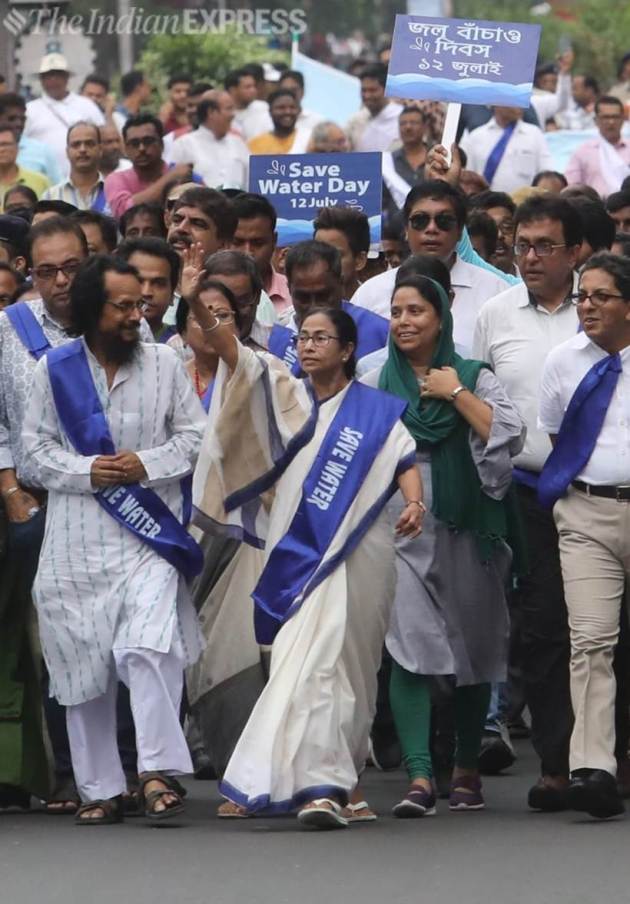 Mamata Banerjee, Mamata Banerjee rally, save water day, save water-save life rally, Mamata Banerjee padayatra, water conservation, water crisis, Kolkata, Indian Express news
