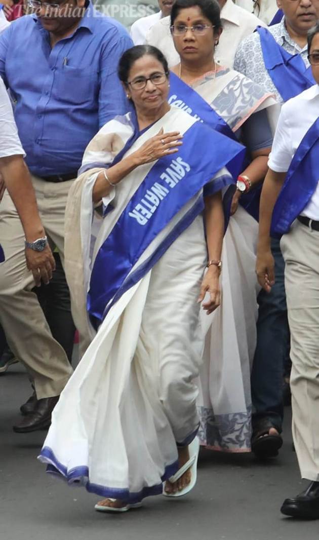 Mamata Banerjee, Mamata Banerjee rally, save water day, save water-save life rally, Mamata Banerjee padayatra, water conservation, water crisis, Kolkata, Indian Express news