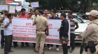 manipur farmers protest, farmers protest in manipur, manipur protestors, manipur protests, protests in manipur, manipur drought, manipur government, northeast news, Indian Express