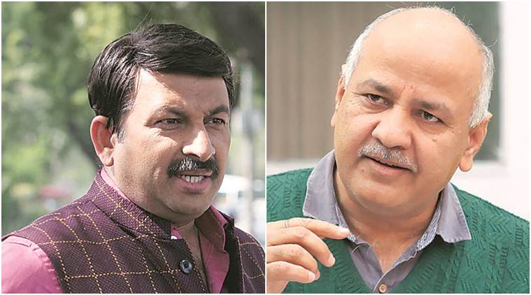 manoj tiwari, manish sisodia, delhi bjp, delhi aap, aap, education, manoj tiwari vs manish sisodia, delhi schools, delhi education, indian express