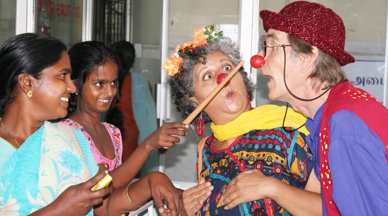 medical clowning, clowning therapy, clowning professionals, clowning in hospitals, indian express