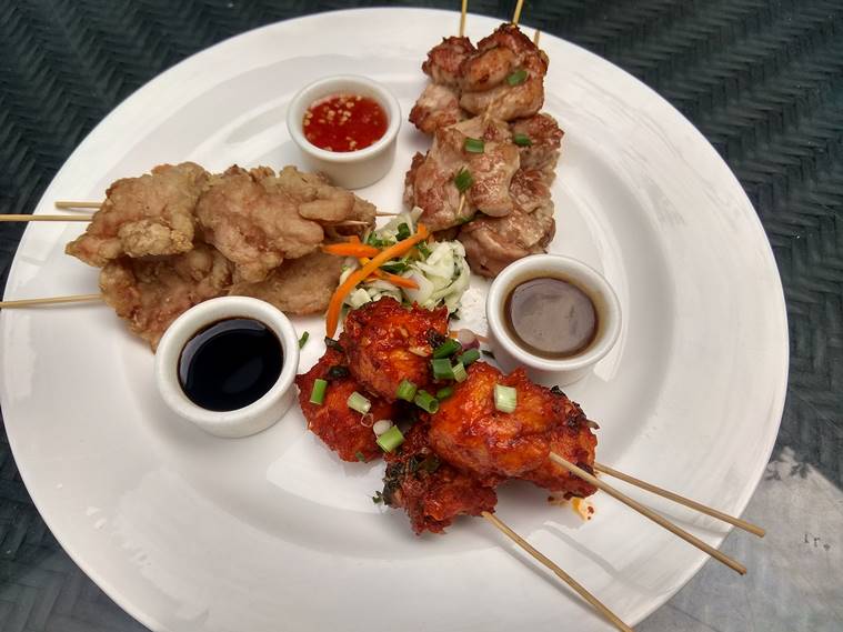 monsoon recipes, indianexpress.com, indianexpress, indianexpressonline, chicken recipes, rainy season, showers in delhi, DELHI NCR Rain, monsoon snacks, easy recipes, Grilled teriyaki chicken, Lemon basil chicken recipe, Spinach Fritters recipe, how to make Spinach Fritters, food stories, food recipes, Spinach Fritters with mango, food, monsoon cravings, samosas chai, pakodas, monsoon munchies,
