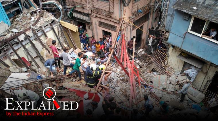 mumbai building collapse, dongri building collpase, mumbai old buildings, cessed buildings, kesarbai building, express explained 