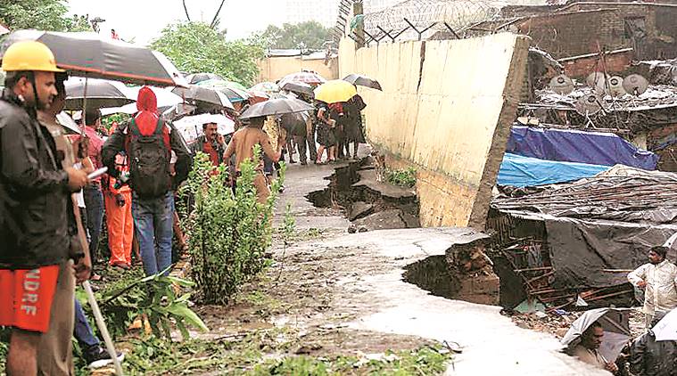 mumbai wall collapse, malad wall collapse, malad wall, kurar wall, mumbai wall fall, mumbai wall bmc, mumbai wall fall high court, mumbai wall collapse report, indian express news