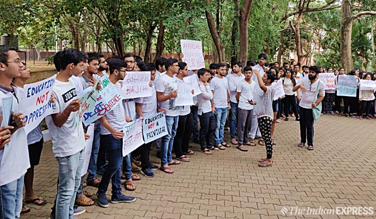 NLSIU-students-protest-fee-hike-college-July-6