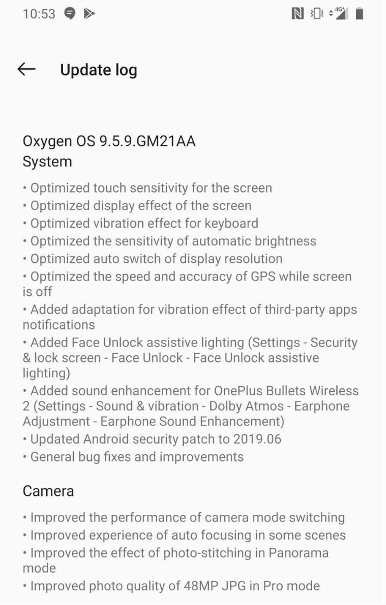 oneplus, oneplus 7 pro, oneplus 7 pro update, oneplus 7 pro camera update, oneplus oxygenos 9.5.9 update, oneplus 7 update