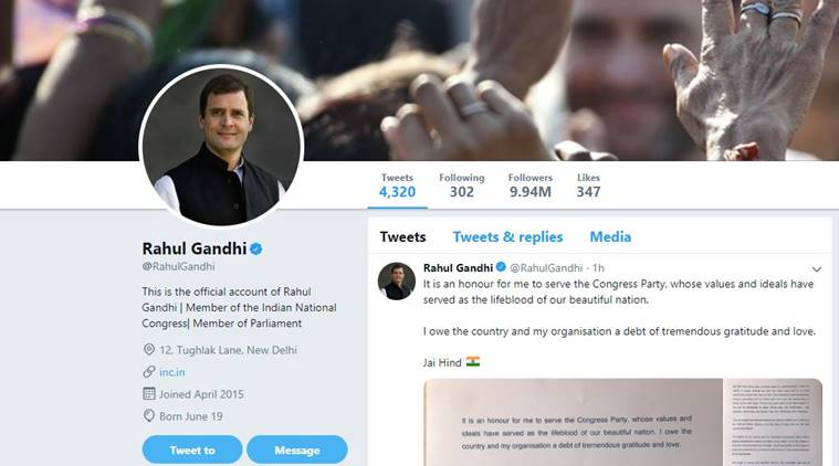 Rahul Gandhi removes 'Congress president' as his designation from Twitter profile