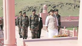 rajnath singh, defence minister rajnath singh, kargil war, kargil war 20 years, kargil war martyrs, kargil war soldiers, Kargil war memorial, Jammu and Kashmir Kargil war memorial, 2 Kargil victory, Indian Express news, latest mews