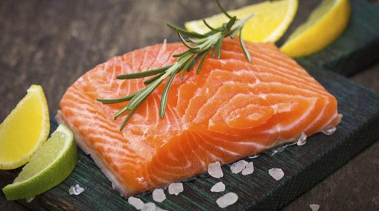 salmon, healthy food salmon, salmon good for muscle, indian express