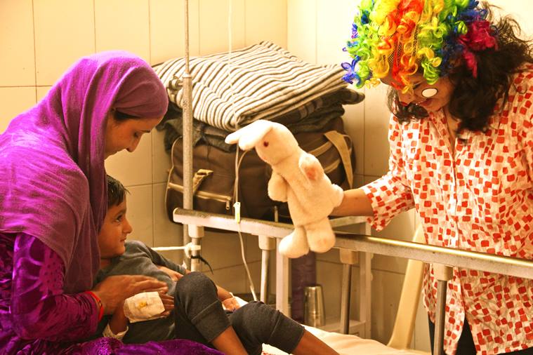 medical clowning, clowning therapy, clowning professionals, clowning in hospitals, indian express