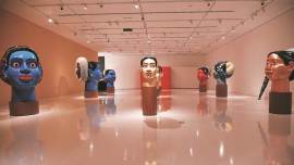 ravinder reddy, sculptor, art and culture, woman heads, woman head sculpture, indian express