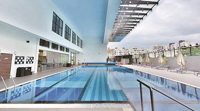warm water swimming pool, warm water swimming pool opens in pune, bengaluru mumbai expressway warm water pool, david lloyd clubs talwalkars, maharashtra news, indian express news