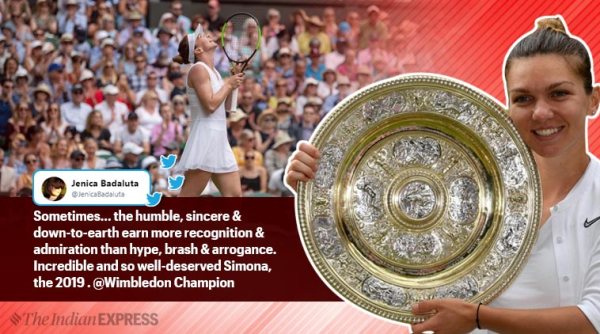 Simona Halep, Simona Halep vicyory speech, Simona Halep wimbledon speech, Simona Halep wimbledon win, Simona Halep funny winning speech, wimbledon women singles final, tennis news, indian express