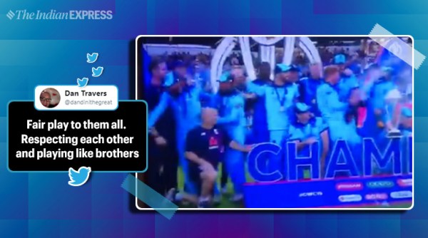 cricket world cup final, cwc 2019 final, world cup final, world cup 2019 final, england vs new zealand, Moeen Ali, Adil Rashid, Moeen Ali and Adil Rashid champagne celebration, Moeen Ali and Adil Rashid leave world cup celebration, viral videos, cwc 2019 final, icc world cup, sports news, cricket news, indian express