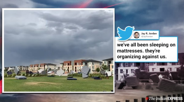 flying mattress video, denver outdoor movie mattres flying, weird news, odd news, viral videos, indian express