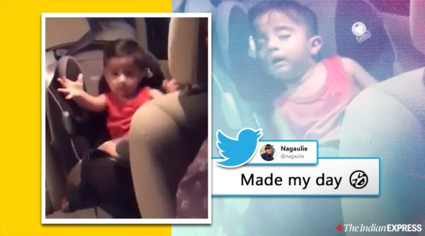 baby shark, viral baby shark fan video, toddler wakes up listening to baby shark, viral videos, cute baby videos, indian express