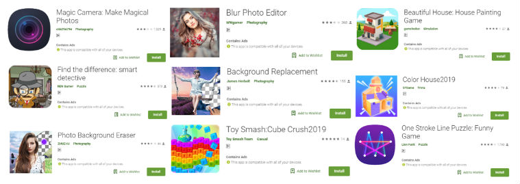 adware apps, photography apps, games, adware games, google play store, adware apps posing as photography apps, adware apps posing as games