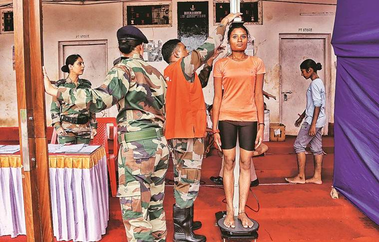 women in army, indian army women in combat roles, corps of military police, indian army women recruitment, Maratha Light Infantry Regimental Centre, belgavi karnataka, belagavi recruitment centre, india news, indian express