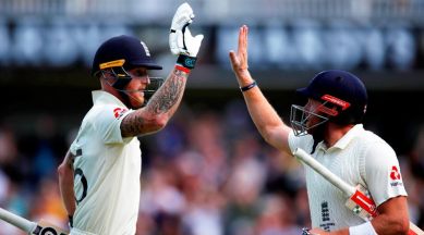 Cricket - Ashes 2019 - Second Test - England v Australia - Lord's Cricket Ground, London, Britain - August 18, 2019 England's Ben Stokes and Jonny Bairstow react after England declare Action Images via Reuters/Paul Childs