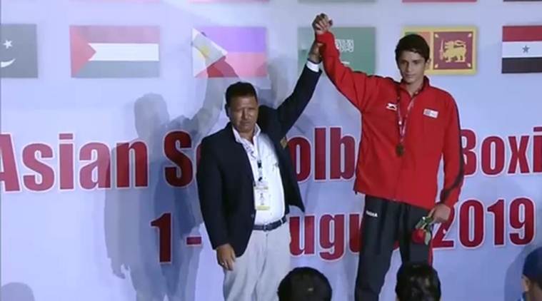 Delhi city news, Delhi cop son boxing champion, Asian Schoolboy Boxing Champion-ships, Delhi police officer son boxing, indian express city news