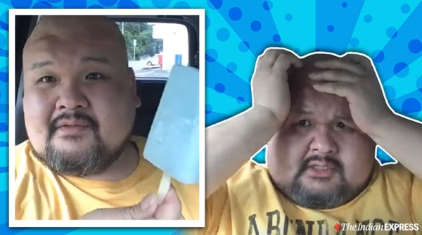 Japanese man brain freeze viral video, Japanese YouTuber Bakushokuo Wattan ice cream eating challenge, trending, indian express, indian express news