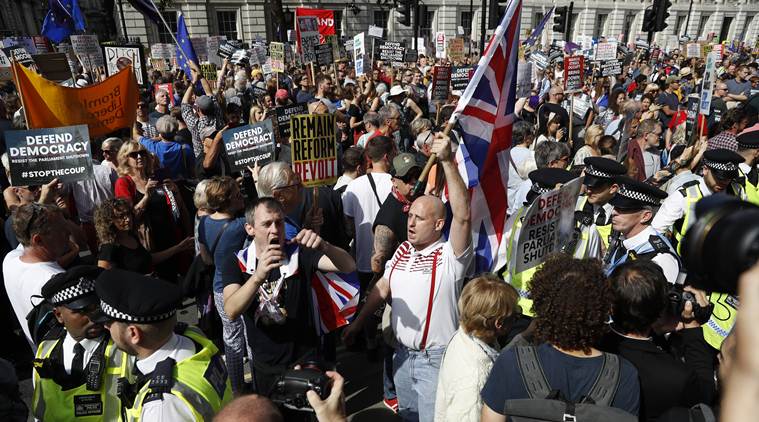 Crowds gather in British cities to protest PM Boris Johnson’s Brexit ...