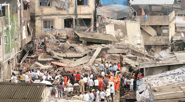 building collapse, building collapse in mumbai, thane building collapse, bhiwandi, police, thane news, mumbai news, indian express news