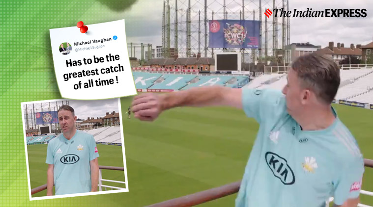 A cricketer's incredible reflex catch during an interview has the