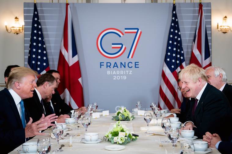 g7 summit, g7 summit paris, donald trump boris johnson meet g7 summit, trump macron meet g7 summit, g7 summit highlights