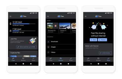 google files app, files app by google, new features on google files app, dark theme on google files app, media controls on google files app