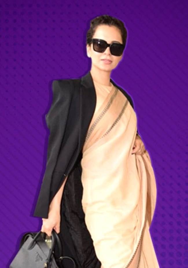 kangana ranaut, kangana ranaut airport, kangana ranaut 600 sari, kangana ranaut cotton sari, kangana ranaut, indian express, indian express news