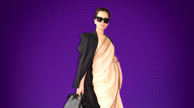 kangana ranaut, kangana ranaut airport, kangana ranaut 600 sari, kangana ranaut cotton sari, kanaga ranaut, indian express, indian express news