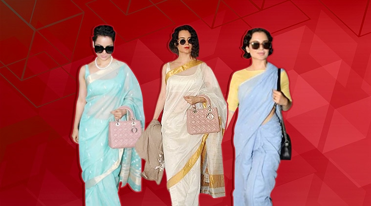 kangana ranaut, kangana ranaut airport, kangana ranaut 600 sari, kangana ranaut cotton sari, kangana ranaut, indian express, indian express news