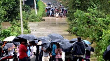 Chikmagalur: A view of a flooded area due to overflow of Bhadra river following heavy rain, in Chikmagalur, Saturday, Aug 10, 2019. (PTI Photo)(PTI8_10_2019_000257B)