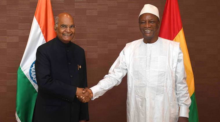 ram nath kovind, Alpha Conde, President, Guniea president, India offers credit to guniea, indian express