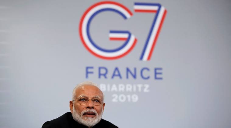 Modi G7 Summit, G7 Summit on Environment, Modi on Single use places, G7 summit France, indian express news