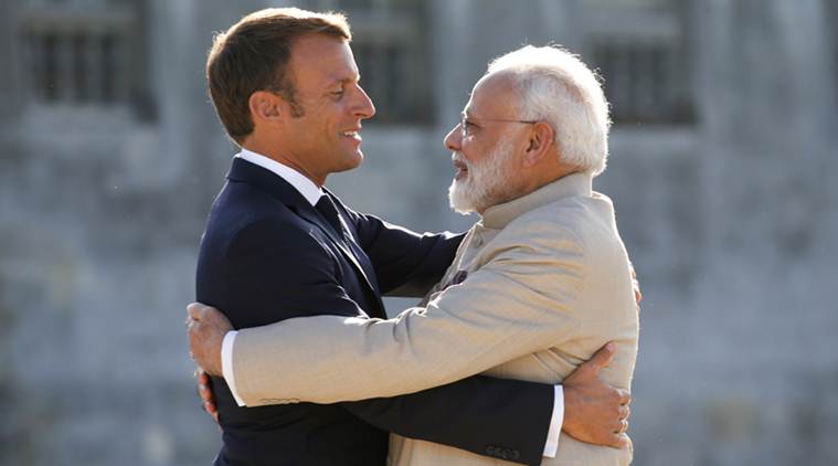 Narendra Modi, Modi Macron relations, Emmanuel Macron, India France relations, US China relations, G7 Summit, Kashmir, France on kashmir, Indian Express