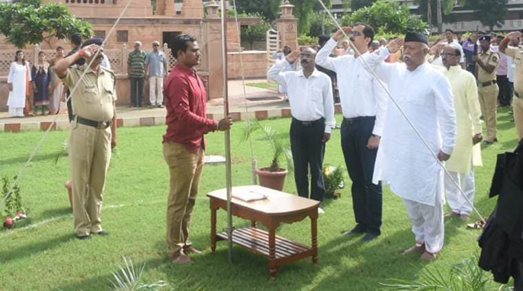 Independence Day, Independence Day celebration, Narendra Modi, Mohan Bhagwat, RSS, RSS flag hoisting, RSS Bhagwat, Rss Nagpur, India news, Indian Express