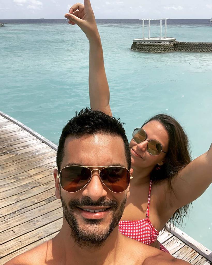 angad bedi neha dhupia maldives holiday