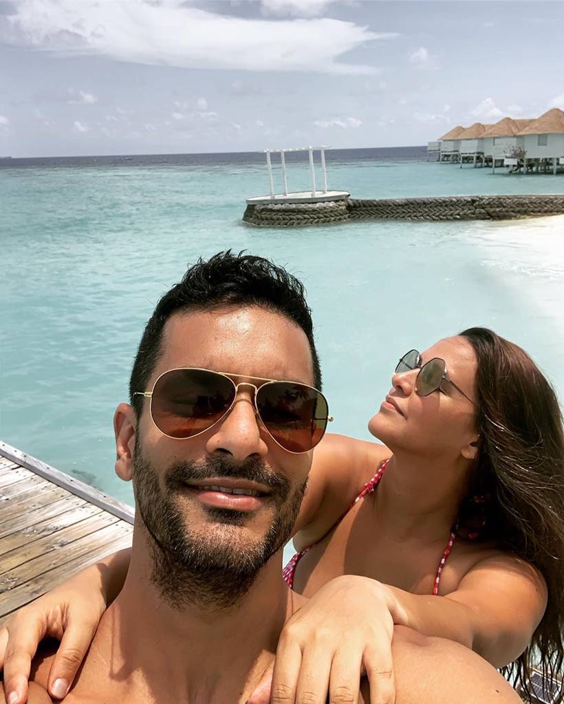 angad bedi neha dhupia maldives holiday