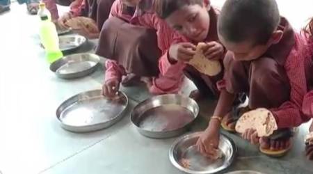 Mirzapur school chapatti and salt, Mid-Day Meal chapatti and salt, Roti Salt mid day meal up school, yogi adityanath, india news