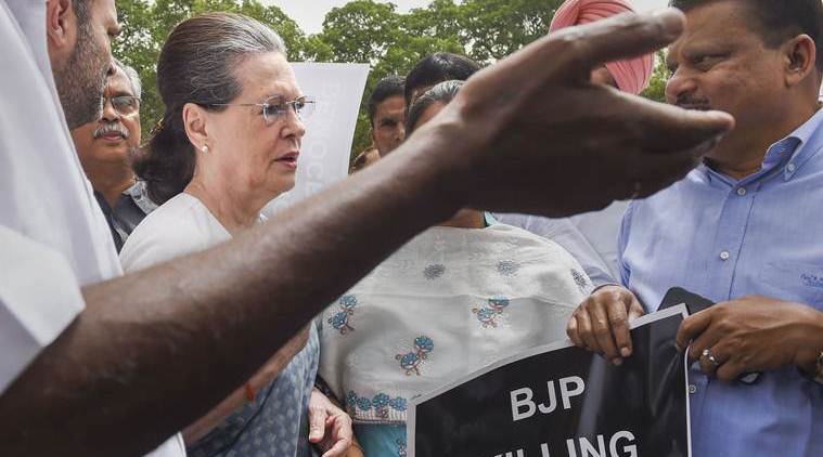sonia gandhi, congress president, congress vs bjp, sonia meets state leaders, aicc, delhi, madhya pradesh, indian express
