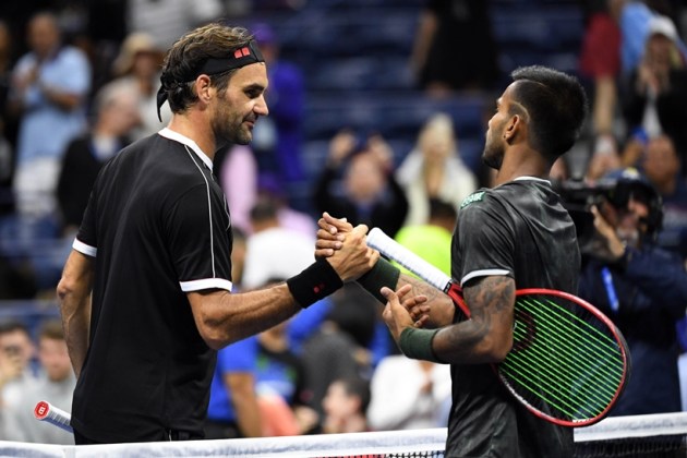 sumit nagal, sumit nagal vs roger federer, sumit nagal vs roger federer us open, sumit nagal photos, sumit nagal vs federer photos, us open, tennis news
