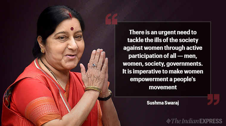 Sushma Swaraj, indianexpress.com, women empowerment, life positive, indianexpress, BJP, cardiac arrest sushma swaraj, 