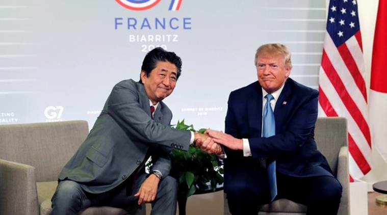 us china trade deal, china us trade deal, us president donald trump, donald trump, president trump, china prime minister shinzo abe, shinzo abe, g7 summit, G7 summit france, world news, Indian Express
