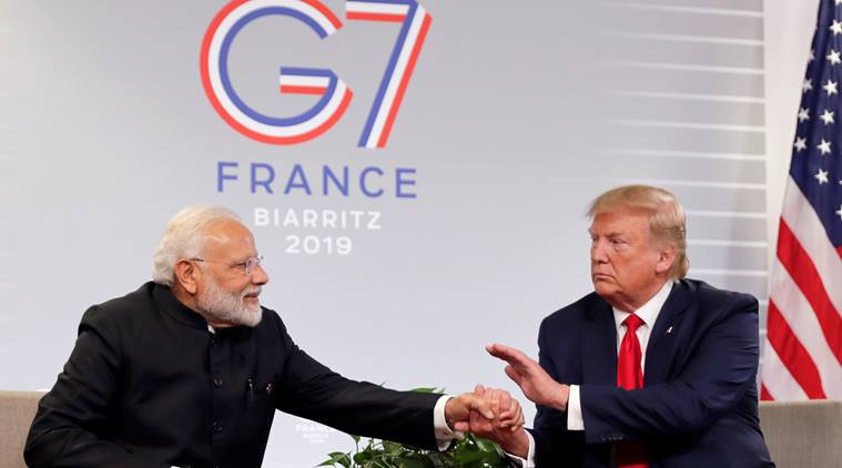 kashmir at g7 summit, Narendra Modi, Donald Trump, India US relations, G7 France, G7 India, Emmanuel Macron, India News, Indian Express, kashmir, Donald Trump on kashmir, India Pakistan relations