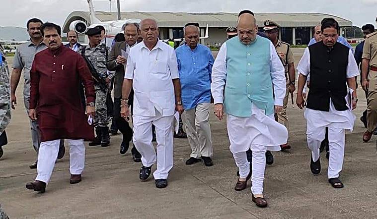 Union-home-minister-Amit-Shah-belgaum-airport-BS-Yediyurappa-Suresh-Angadi