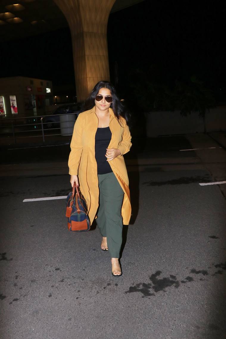vidya balan, vidya balan airport look, vidya balan pics, celeb fashion, indian express