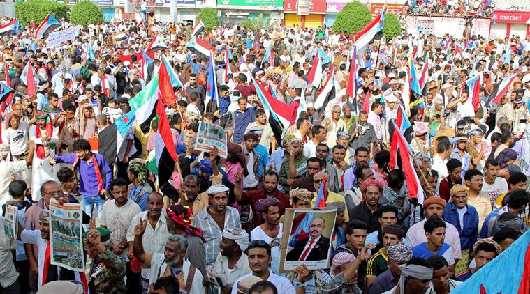 Protests in Yemen, Aden Yemen Protest, Saudi Arabia Yemen protest, world news Indian Express